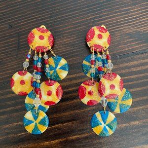 Lunch at the Ritz -  Spots & Stripes vintage clip on earrings